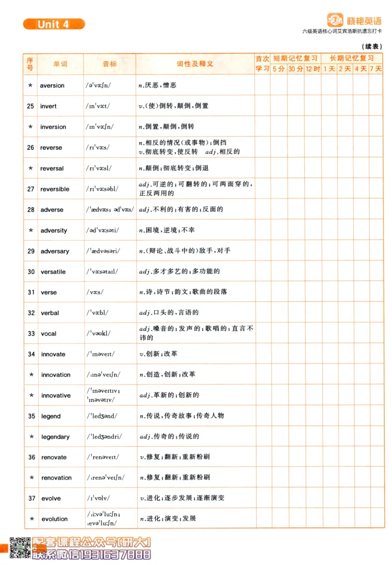 26英语六级-核心词-艾宾浩斯抗遗忘打卡--刘晓燕_2026年6月其他机构_06.2026六级英语26年06月_06.2026六级英语刘晓燕班_00.书籍讲义