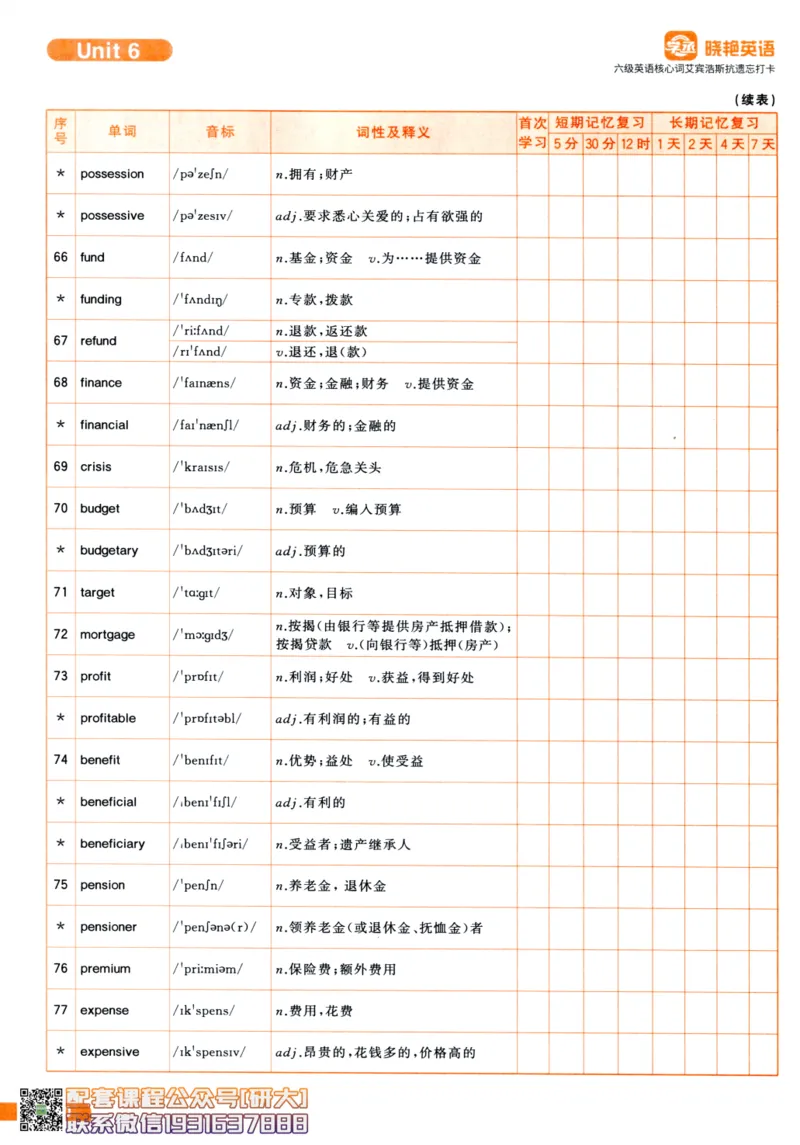 26英语六级-核心词-艾宾浩斯抗遗忘打卡--刘晓燕_2026年6月其他机构_06.2026六级英语26年06月_06.2026六级英语刘晓燕班_00.书籍讲义