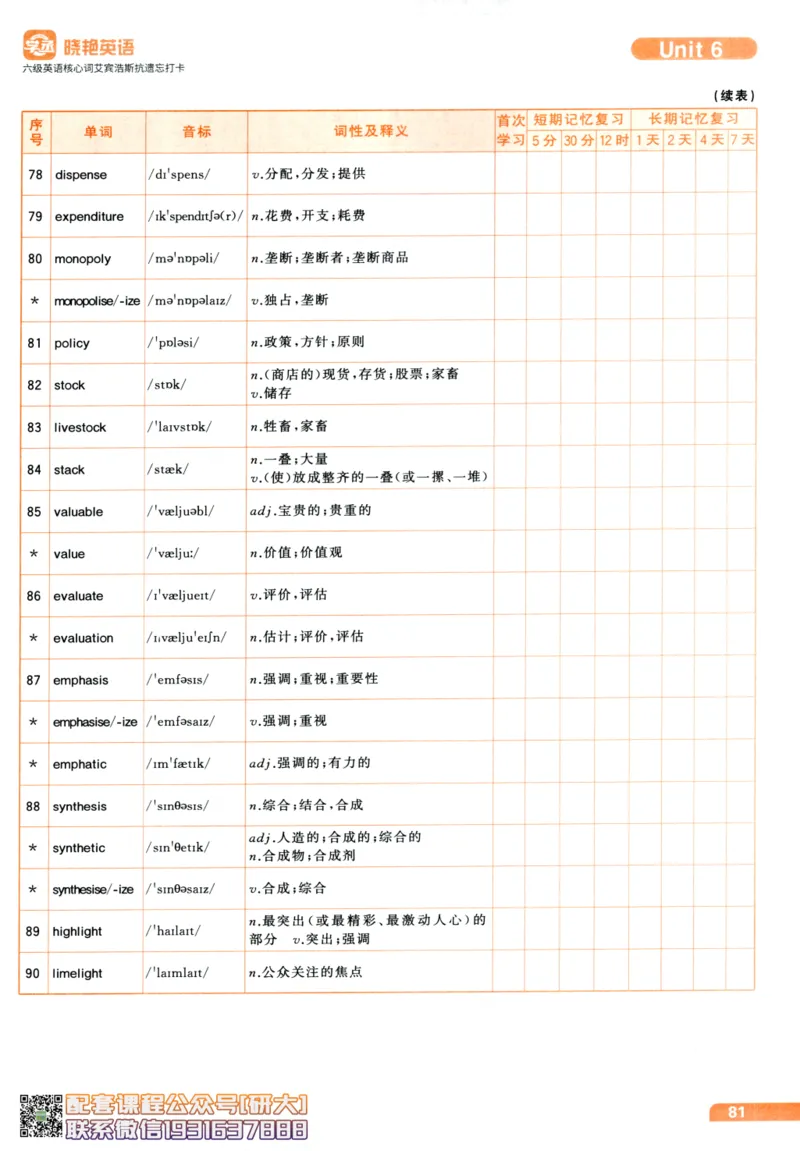 26英语六级-核心词-艾宾浩斯抗遗忘打卡--刘晓燕_2026年6月其他机构_06.2026六级英语26年06月_06.2026六级英语刘晓燕班_00.书籍讲义