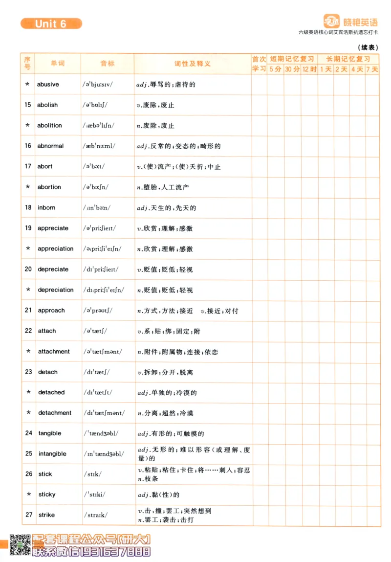 26英语六级-核心词-艾宾浩斯抗遗忘打卡--刘晓燕_2026年6月其他机构_06.2026六级英语26年06月_06.2026六级英语刘晓燕班_00.书籍讲义
