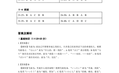 2020答案及解析_203考研（日语）历年真题资料_203日语考研真题05-25_（2014-2023）考研203日语真题+解析_2020考研日语203真题+解析