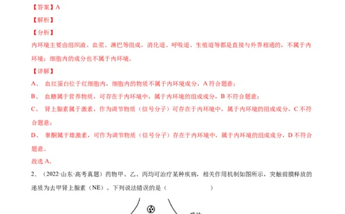 专题09动物生命活动的调节-三年（2020-2022）高考真题生物分项汇编（全国通用）（解析版）_高考真题分类汇编(2012-2022)生物_高考真题分项汇编(2020-2022)生物