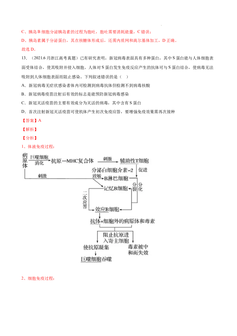 专题09动物生命活动的调节-三年（2020-2022）高考真题生物分项汇编（全国通用）（解析版）_高考真题分类汇编(2012-2022)生物_高考真题分项汇编(2020-2022)生物