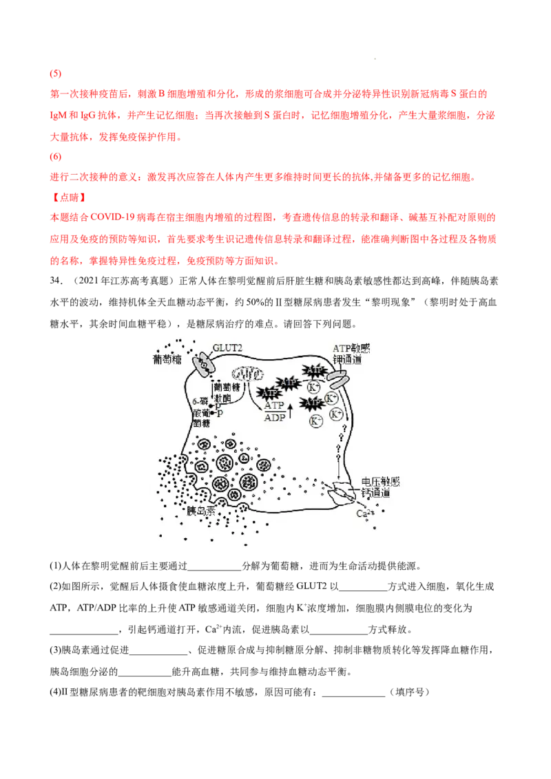 专题09动物生命活动的调节-三年（2020-2022）高考真题生物分项汇编（全国通用）（解析版）_高考真题分类汇编(2012-2022)生物_高考真题分项汇编(2020-2022)生物