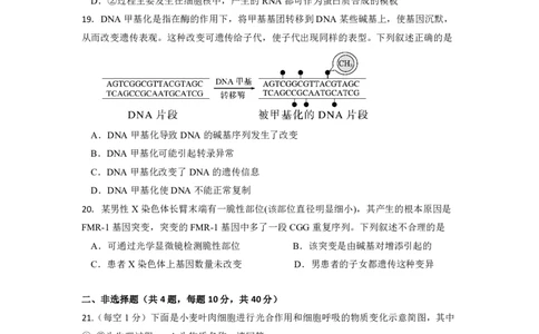余姚中学2024学年第二学期期中考试高一生物学考试卷_2025年05月试卷_0501浙江省余姚中学2024-2025学年高一下学期期中考试