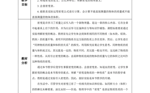6.2密度（教学设计）-（人教版）_初物_八年级上下册+九年级全一册物理_八年级物理上册_老课标资料_教学设计