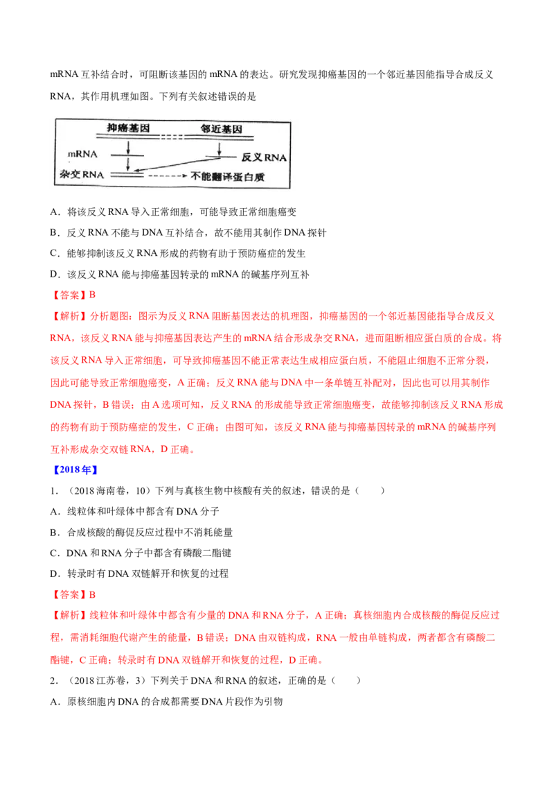 专题04遗传的分子基础-十年（2012-2021）高考生物真题分项汇编（全国通用）（解析版）_高考真题分类汇编(2012-2022)生物_高考真题分项汇编(2012-2021)生物