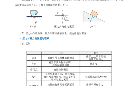 9.1压强（导学案）-学生版_初物_八年级上下册+九年级全一册物理_八年级物理下册_老课标资料_导学案