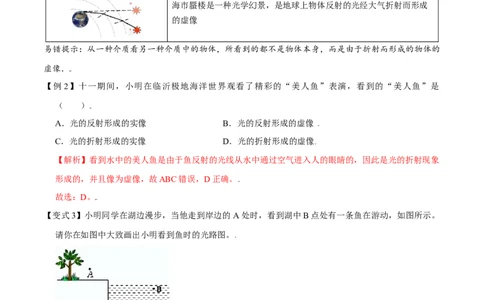 第4.4课时光的折射（解析版）_初中全科电子版试卷练习试题_物理_8年级上册物理试题_人教版物理八年级上课时练习（104份）_课时练习第2套25