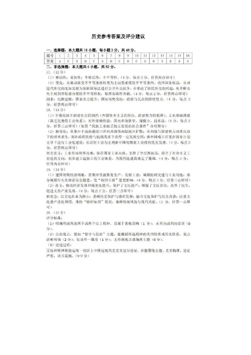 历史答案_2026年02月高一试卷_260207山西省太原市2025-2026学年高一上学期期末学业诊断（全）_山西省太原市2025-2026学年高一年级第一学期期末考试历史试卷（PDF版，含答案）