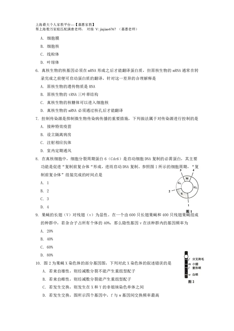 2014年上海市高考生物试题_0122026上海中考一模二模真题试卷_2026年上海一模_上海1500初中高中试卷_高中_高考真题_6.上海高考生物2023-2014