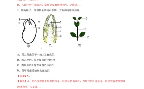 第3单元（第2章）被子植物的一生（选拔卷）（人教版）（解析版）_初中全科电子版试卷练习试题_生物_生物人教版7上练习&mdash;24新版已更新_人教生物7年级上单元试卷36份