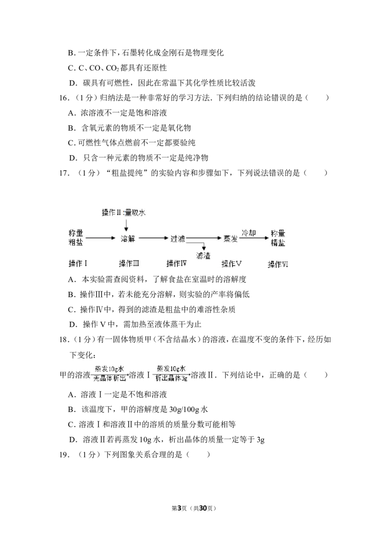 2015年上海市奉贤区中考化学一模试卷_0122026上海中考一模二模真题试卷_2025-2012年_5.上海中考化学一模二模（12-24）_一模_2015年上海市中考化学一模试卷（15份）