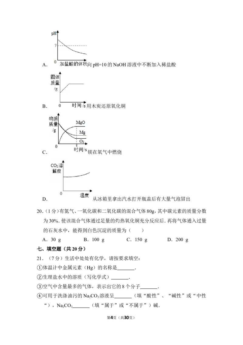 2015年上海市奉贤区中考化学一模试卷_0122026上海中考一模二模真题试卷_2025-2012年_5.上海中考化学一模二模（12-24）_一模_2015年上海市中考化学一模试卷（15份）