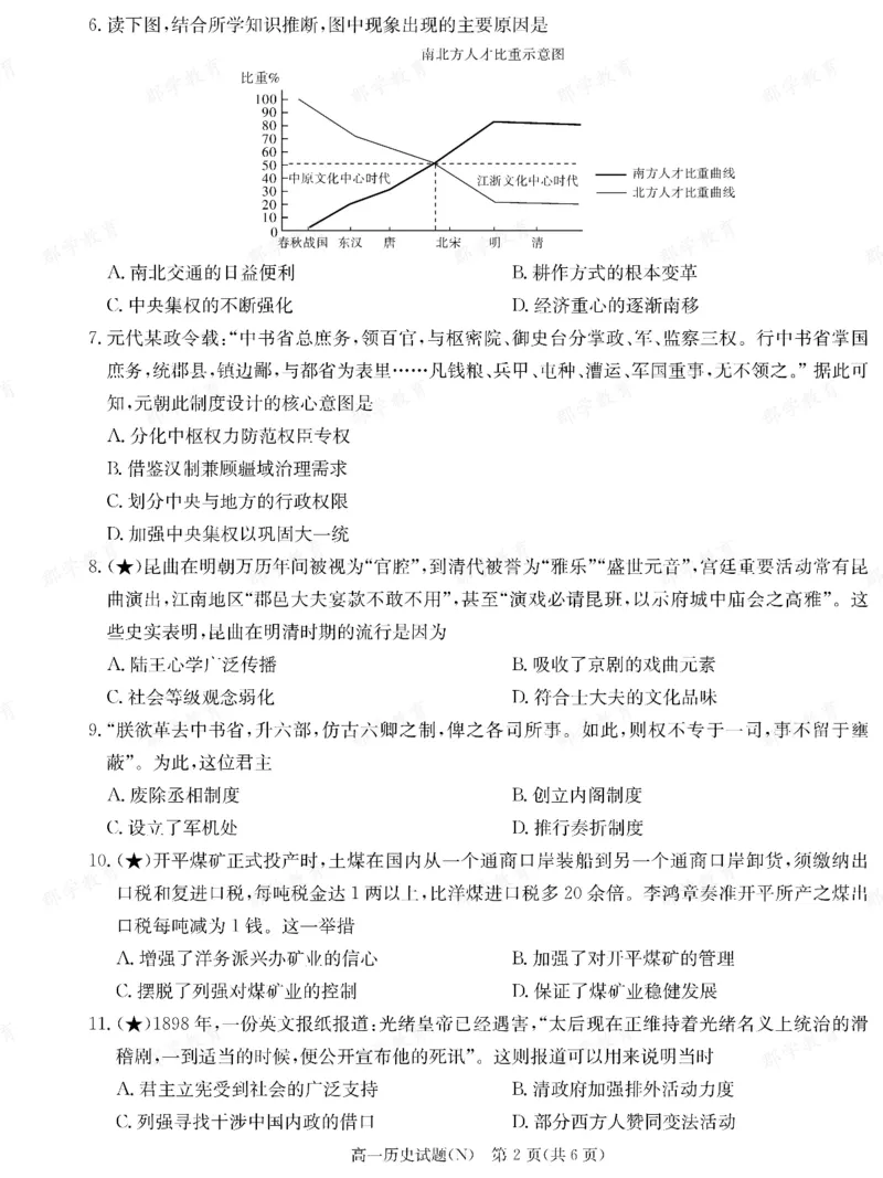 历史湖南省长郡中学2025-2026高一上学期期末考试_2026年02月高一试卷_260214湖南省长郡中学2025-2026高一上学期期末考试（全科）