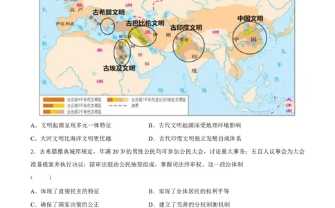 历史-山西省太原地区2025-2026学年高一第二学期第一次月考_2026年04月高一试卷_260412山西省太原地区2025-2026学年高一第二学期第一次月考