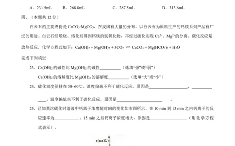 2015年上海高考化学真题（空白卷）_0122026上海中考一模二模真题试卷_2026年上海一模_上海1500初中高中试卷_高中_高考真题_5.上海高考化学2023-2014