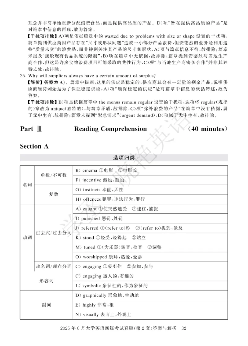 四级-2025年6月答案册_2025刘晓燕四六级_2025年12月刘晓燕六级急救班_其他讲义资料（核心单词等）_四六级历年真题汇总_2025年6月四六级真题+答案解析