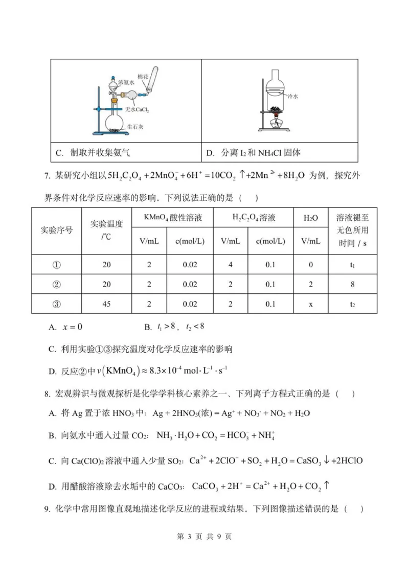 化学试题_2026年01月高一试卷_260114河北省保定市部分高中2025-2026学年高一上学期12月月考_河北省保定市部分高中2025-2026学年高一上学期12月月考化学试题（图片版，含答案）
