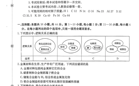 化学_2026年02月高一试卷_260203金太阳&middot;广东省2028届高一上学期1月期末联考248A（全）