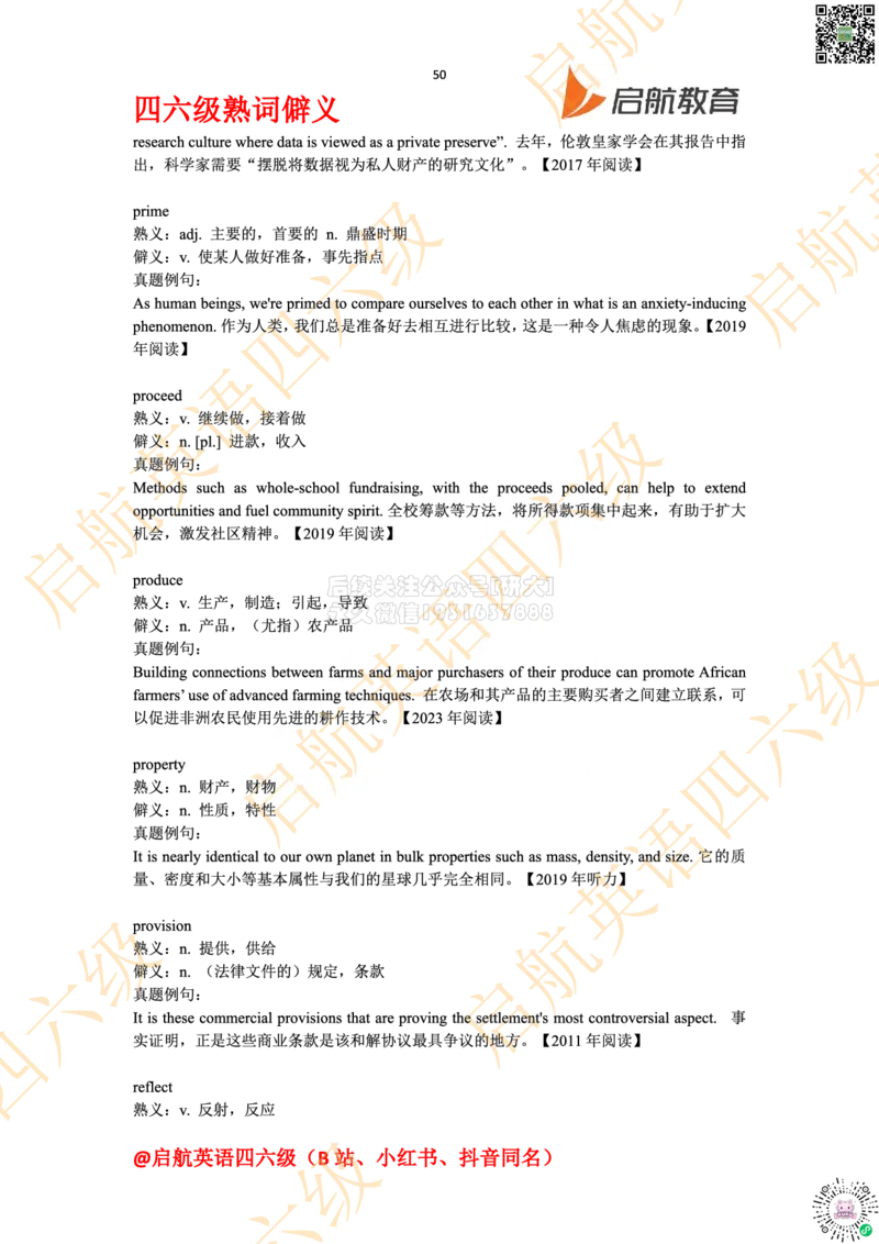 四六级熟词僻义_2026年6月其他机构_05.2026四级英语26年06月_01.2026四级英语启航老师_06.熟词僻义