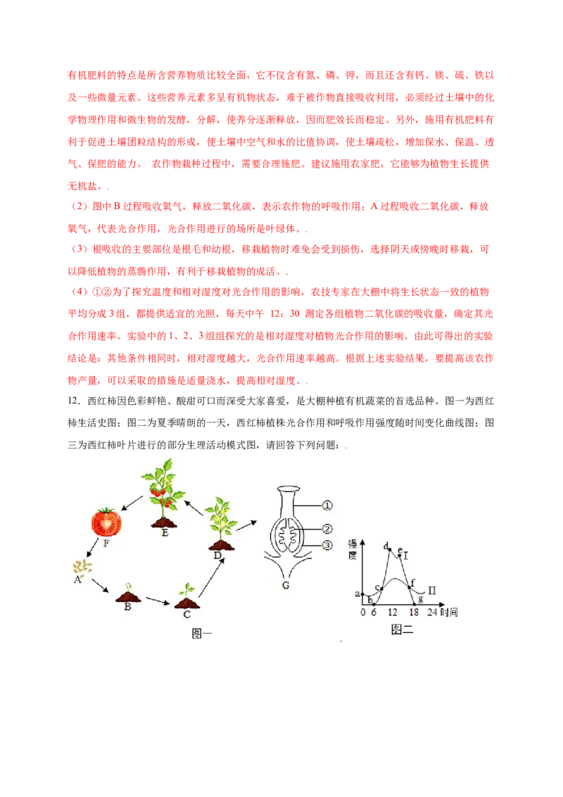 第3单元（第5章）绿色植物与生物圈中的碳-氧平衡（提分小卷）（人教版）（解析版）_初中全科电子版试卷练习试题_生物_生物人教版7上练习&mdash;24新版已更新