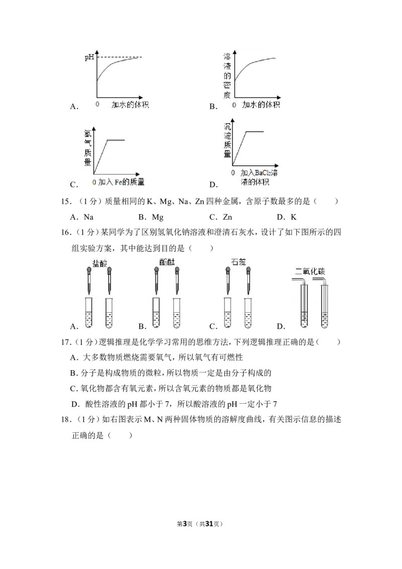 2012年上海市奉贤区中考化学二模试卷_0122026上海中考一模二模真题试卷_2025-2012年_5.上海中考化学一模二模（12-24）_二模_2012年上海市中考化学二模试卷（17份）