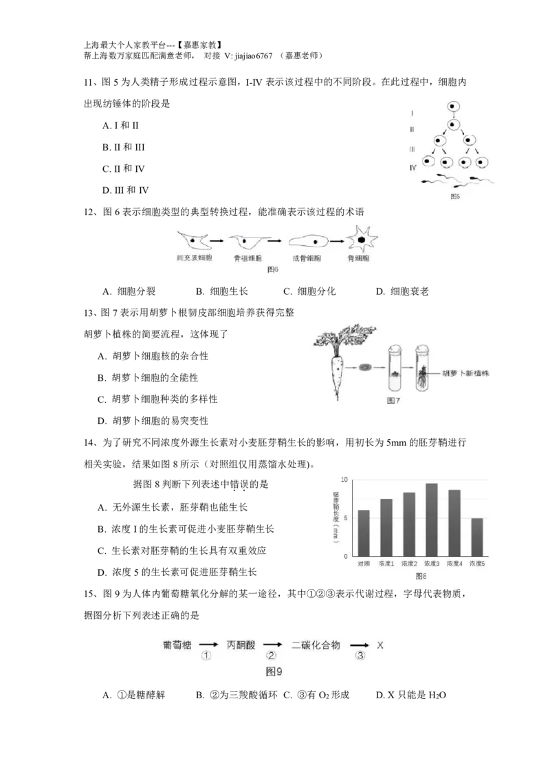 2017年上海市高考生物试题_0122026上海中考一模二模真题试卷_2026年上海一模_上海1500初中高中试卷_高中_高考真题_6.上海高考生物2023-2014