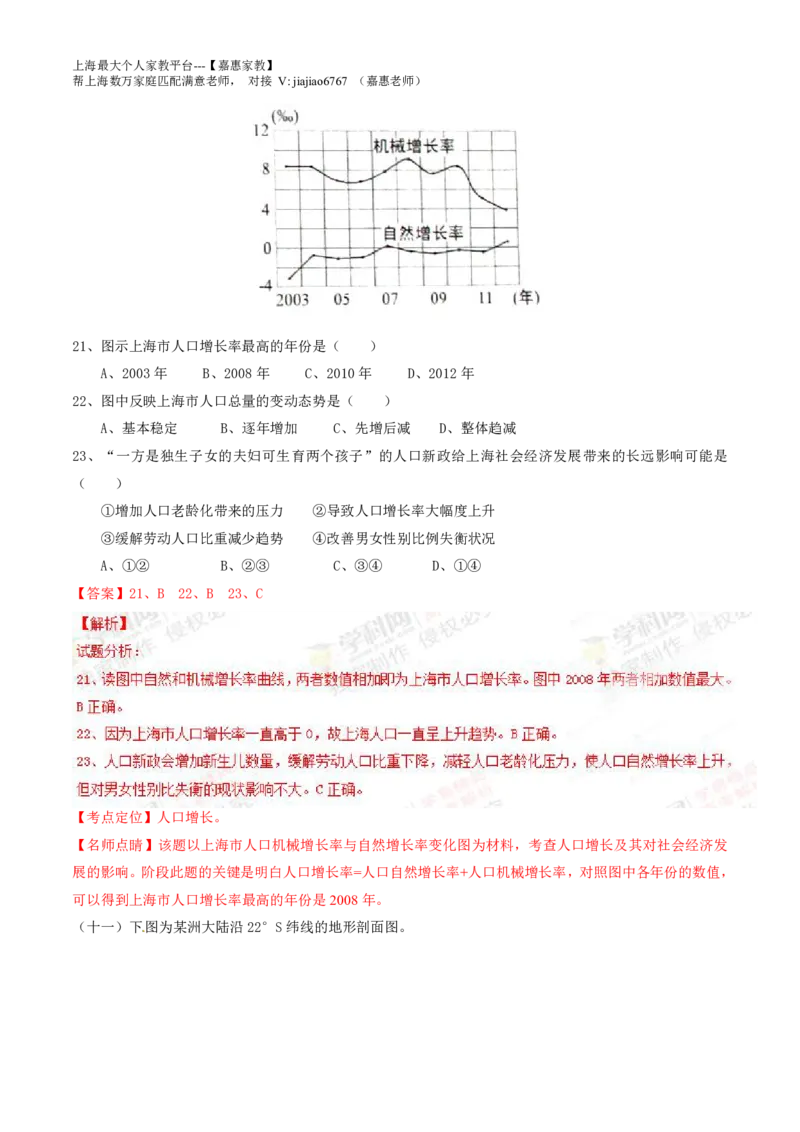 2015年普通高等学校招生全国统一考试（上海卷）地理试题精编版（解析版）_0122026上海中考一模二模真题试卷_2026年上海一模_上海1500初中高中试卷_高中_高考真题_8.上海高考地理2023-2014
