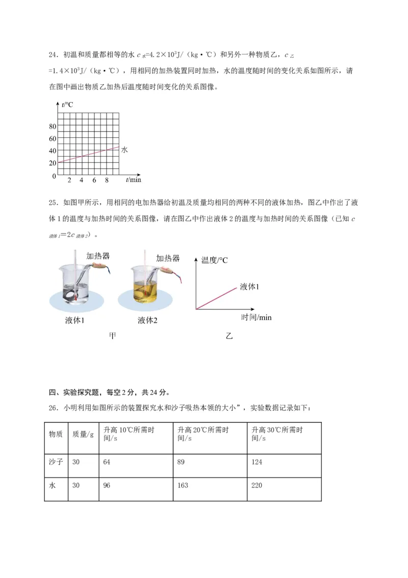第十三章内能（基础通关卷）（原卷版）_初物_八年级上下册+九年级全一册物理_九年级物理全一册_单元试卷