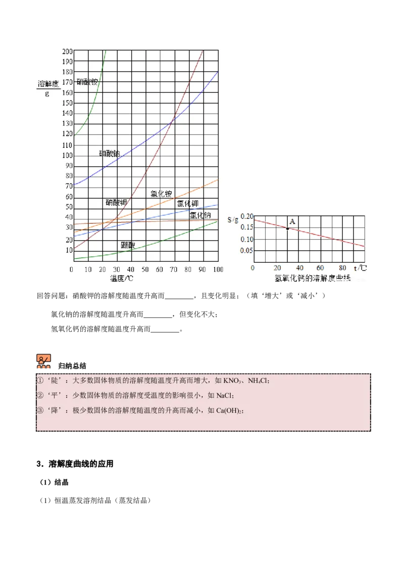 第3讲溶液的形成和溶解度曲线（原卷版）_初中全科电子版试卷练习试题_化学_9年级上下册化学试题_9年级下试题_人教化学九年级下专项练习（013份）