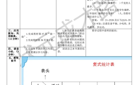 复式统计表_1-6年级下册_R3数下新插图版_旧教材资源_R3数下教案+学案_导学案_3复式统计表