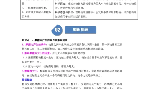 第07讲课时7.3摩擦力（学生版）-八年级物理下册同步精品讲义（苏科版2025）_8下-初中物理苏科版(4)_06讲义_学生版文件夹（题目不含答案或解析）目录与教师版一致