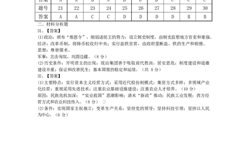 历史答案_2026年02月高一试卷_260219河南省实验中学2025-2026高一上学期期末（全）_河南省实验中学2025-2026高一上学期期末历史试题含答案