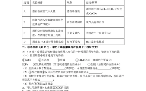 化学试卷_2025年11月高一试卷_251128安徽合肥市六校联盟2025年秋季学期高一期中考试