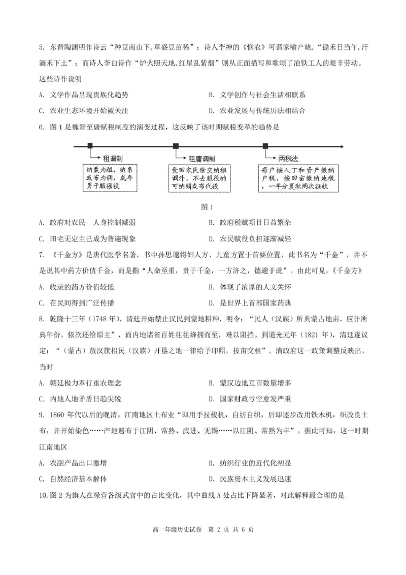 合肥六校联盟2024-2025学年第一学期期末联考高一年级历史2024-2025学年第一学期期末考试高一年级历史试卷_2025年02月试卷_0224安徽省合肥市六校联盟2024-2025学年高一上学期1月期末考试