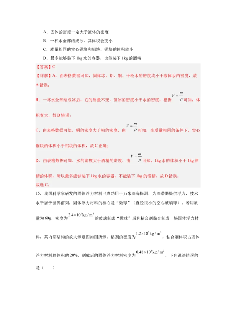 第6章质量与密度（A卷&bull;单元套卷）（教师版）_初物_八年级上下册+九年级全一册物理_八年级物理上册_单元测试（完）