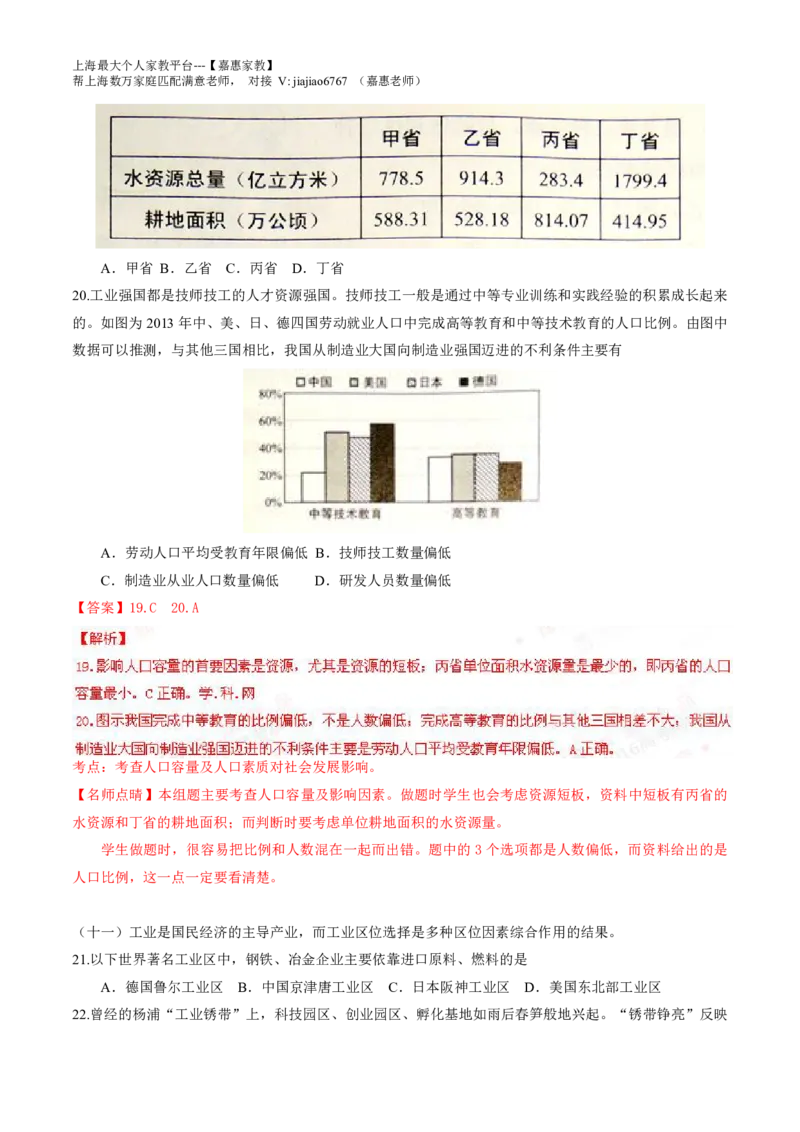 2016年普通高等学校招生全国统一考试（上海卷）地理试题精编版（解析版）_0122026上海中考一模二模真题试卷_2026年上海一模_上海1500初中高中试卷_高中_高考真题_8.上海高考地理2023-2014