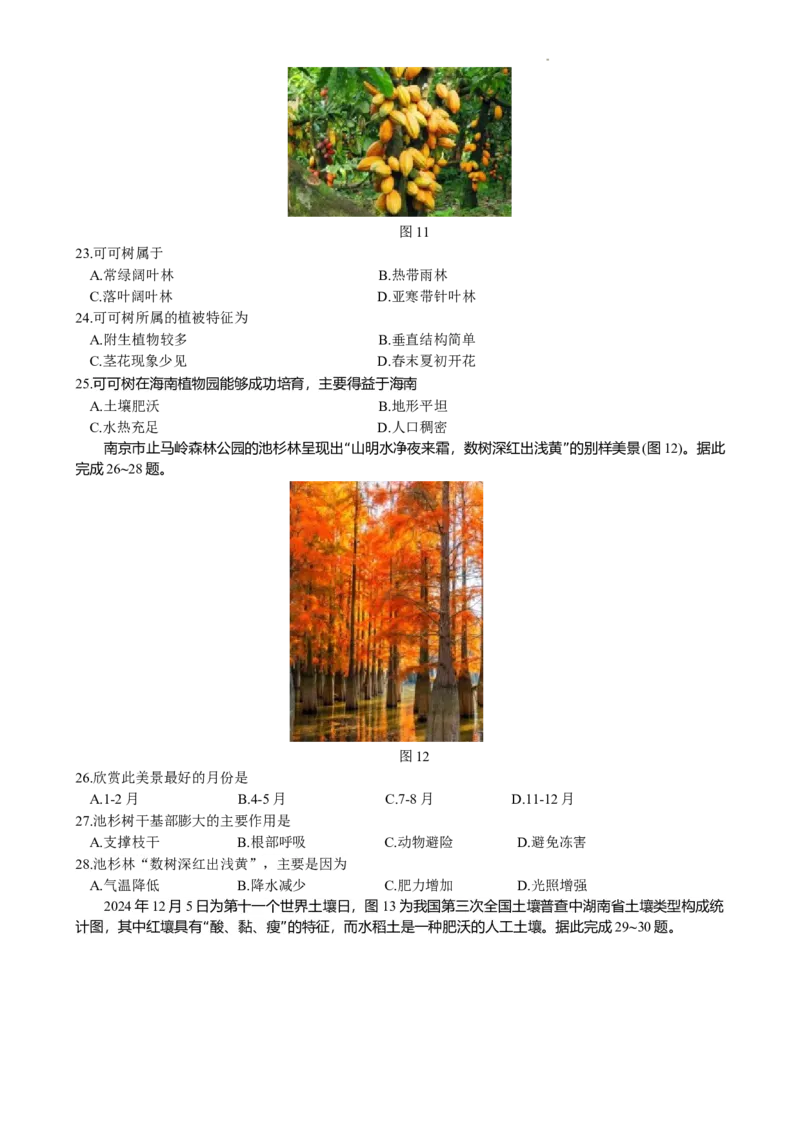南京市2024-2025学年第一学期期末学情调研测试高一地理_2025年02月试卷_0205江苏省南京市2024-2025学年高一上学期期末考试_江苏省南京市2024-2025学年高一上学期期末考试地理Word版含答案