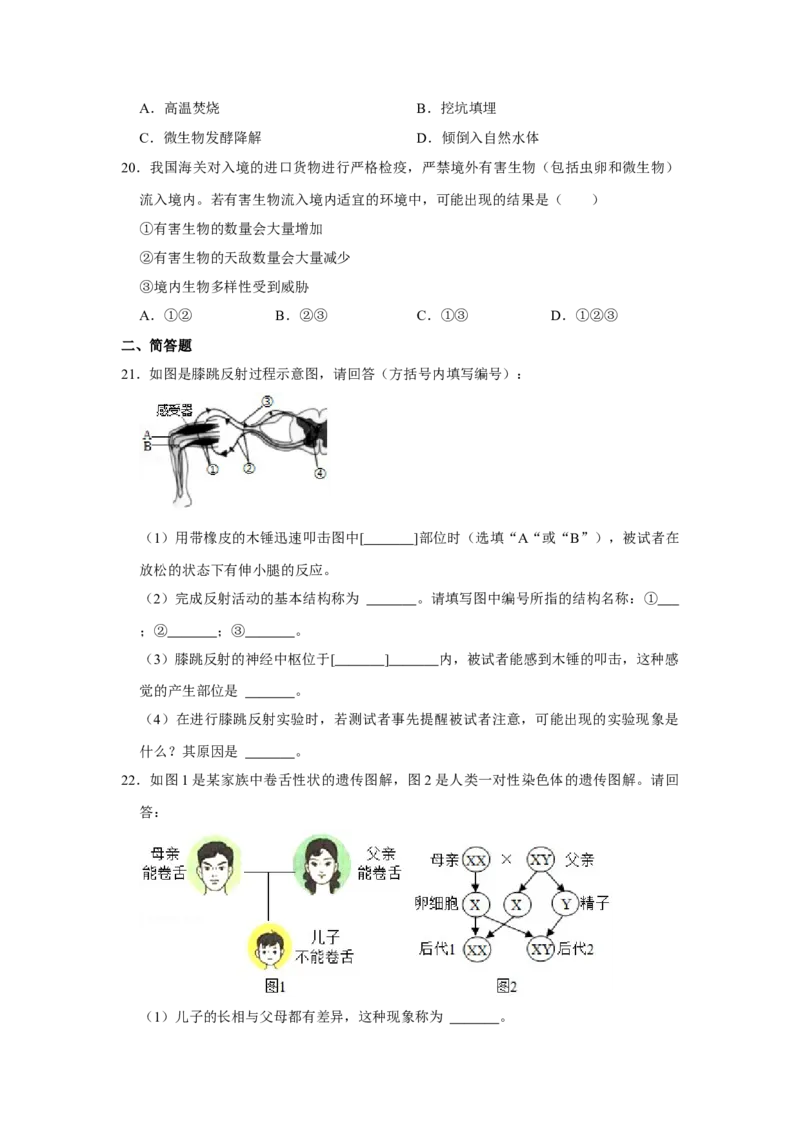 2019年上海市中考生物真题（空白卷）_0122026上海中考一模二模真题试卷_2026年上海一模_上海1500初中高中试卷_初中_上海市历年中考真题_上海市历年中考真题_生物历年中考真题