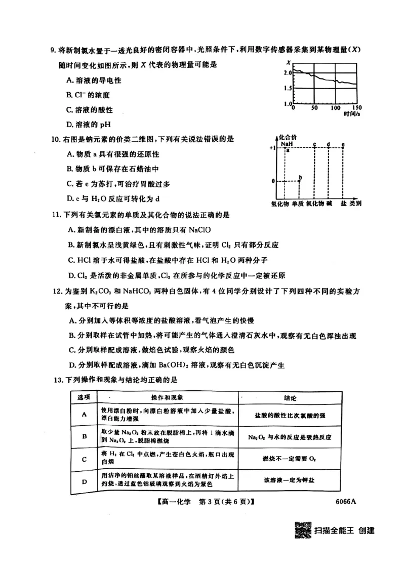 化学试卷-吉林省联盟校2025-2026学年第一学期高一期中考试_2025年11月高一试卷_251106吉林省联盟校2025-2026学年第一学期高一期中考试