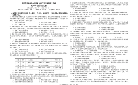 历史试卷_2025年11月高一试卷_251128安徽合肥市六校联盟2025年秋季学期高一期中考试