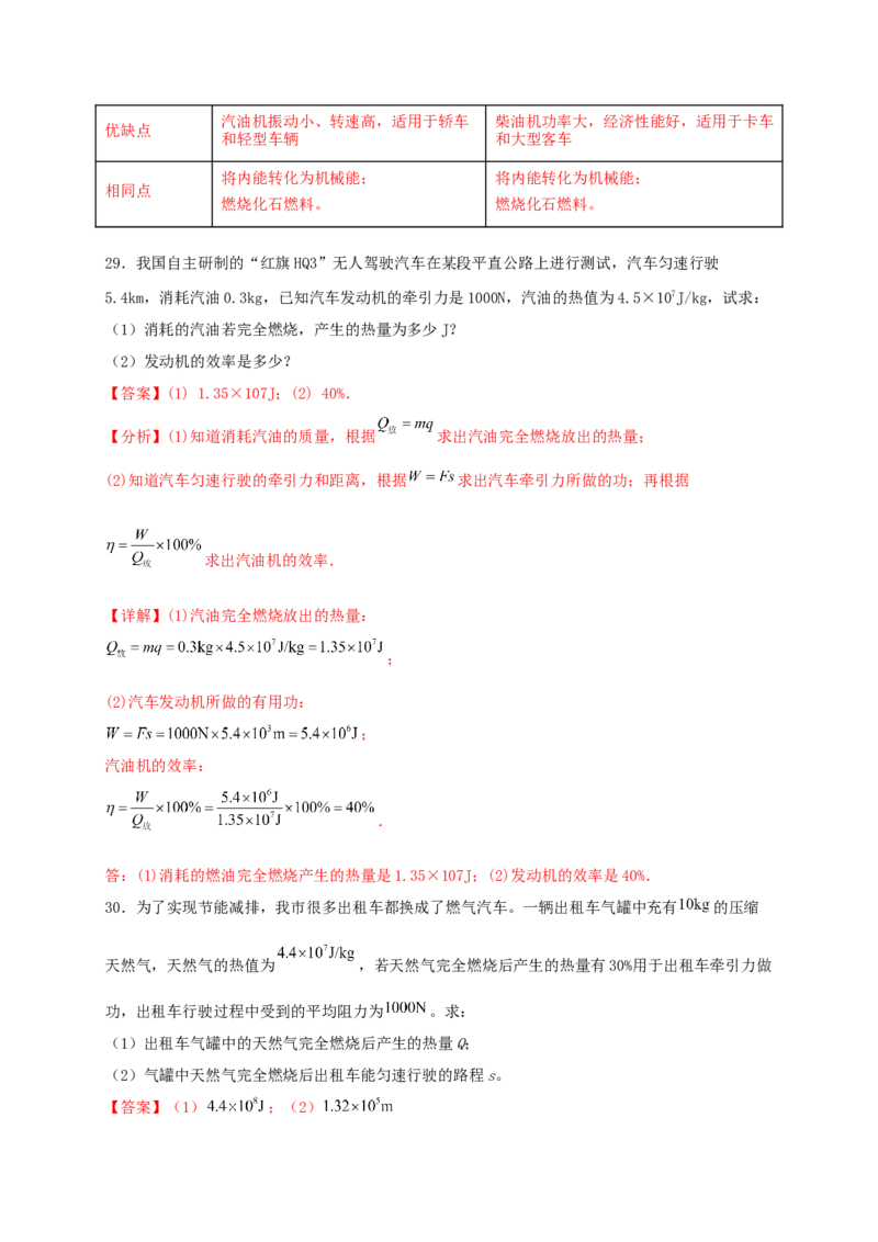 第十四章内能的利用（满分培优卷）（解析版）-_初物_八年级上下册+九年级全一册物理_九年级物理全一册_单元试卷