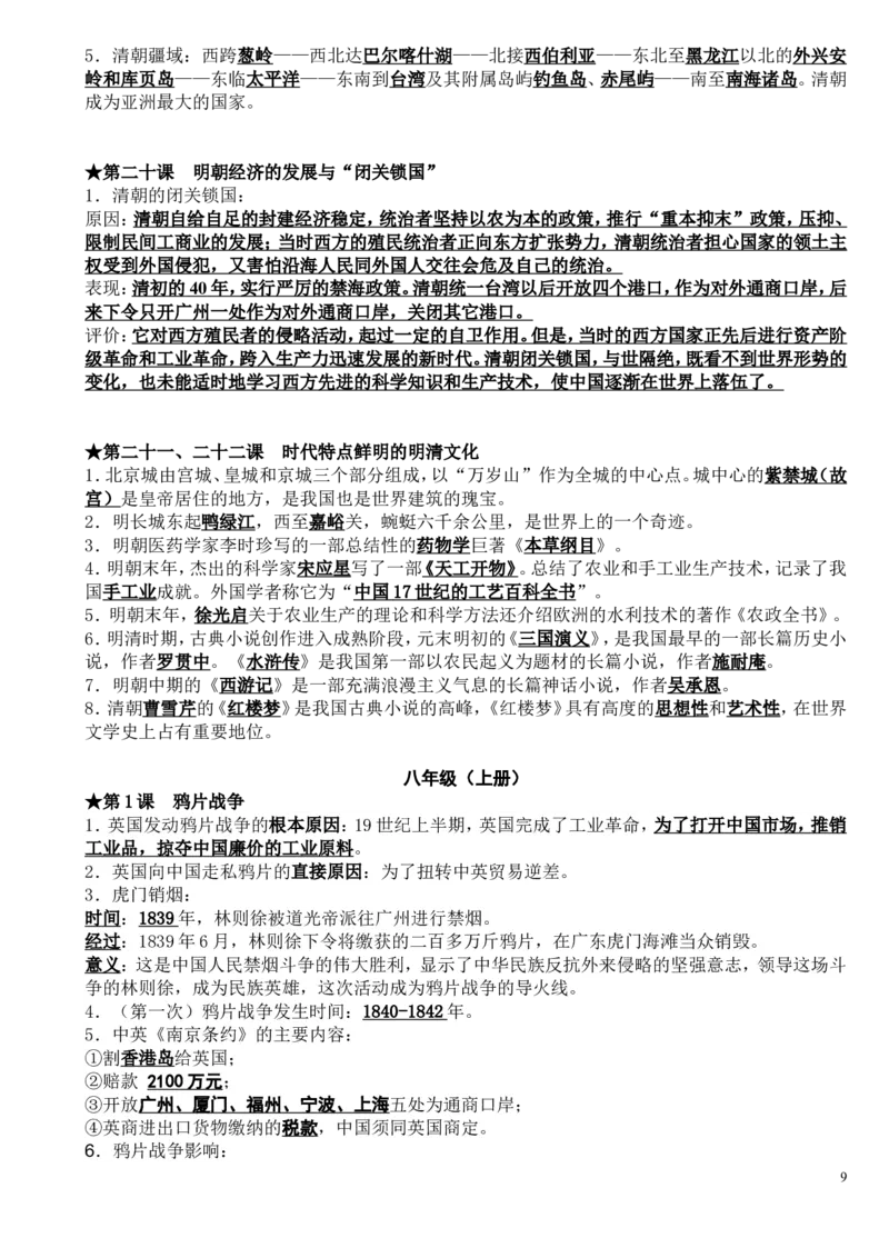 初中历史全册知识点全覆盖_《初中全科目知识点汇总》_初中历史知识点汇总
