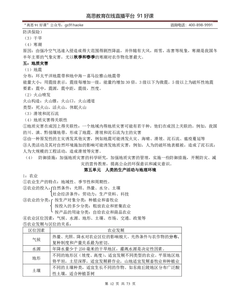 （超详）高中地理知识点归纳汇总_《初中全科目知识点汇总》_初高中知识点归纳汇总