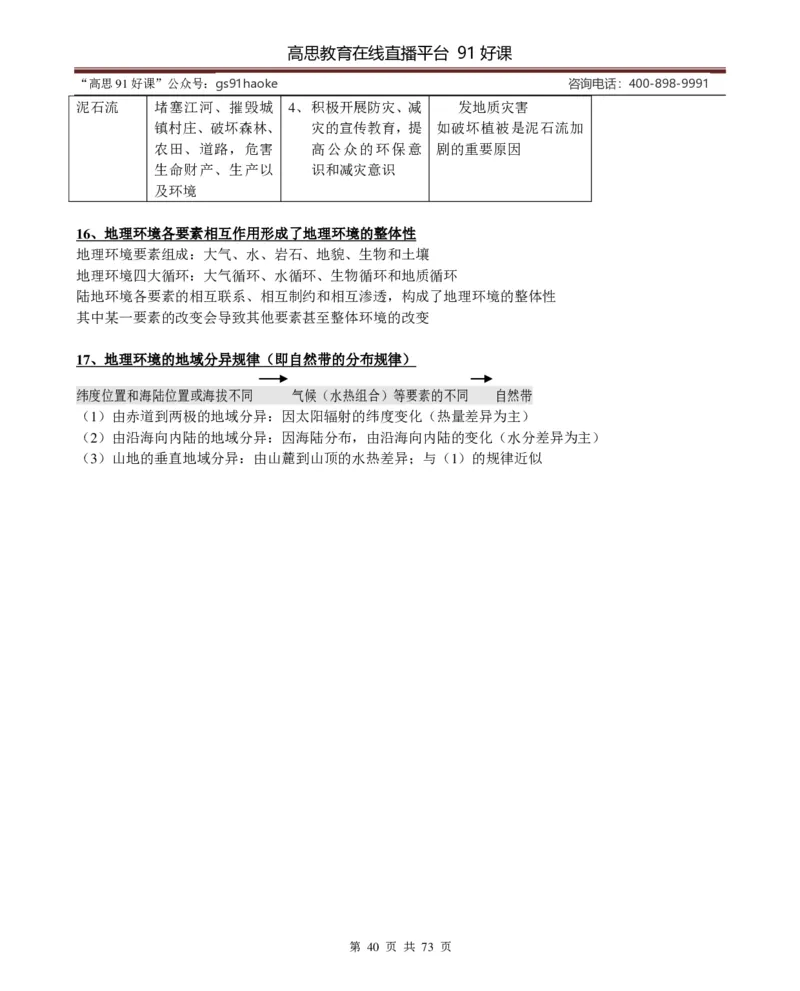 （超详）高中地理知识点归纳汇总_《初中全科目知识点汇总》_初高中知识点归纳汇总