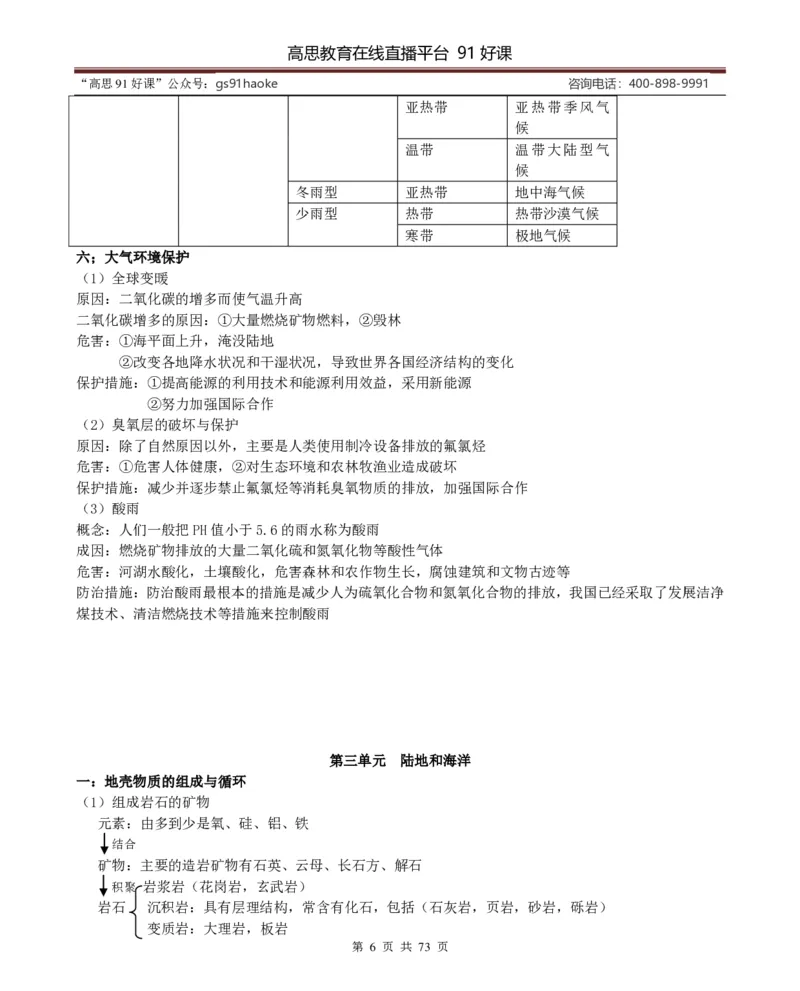 （超详）高中地理知识点归纳汇总_《初中全科目知识点汇总》_初高中知识点归纳汇总