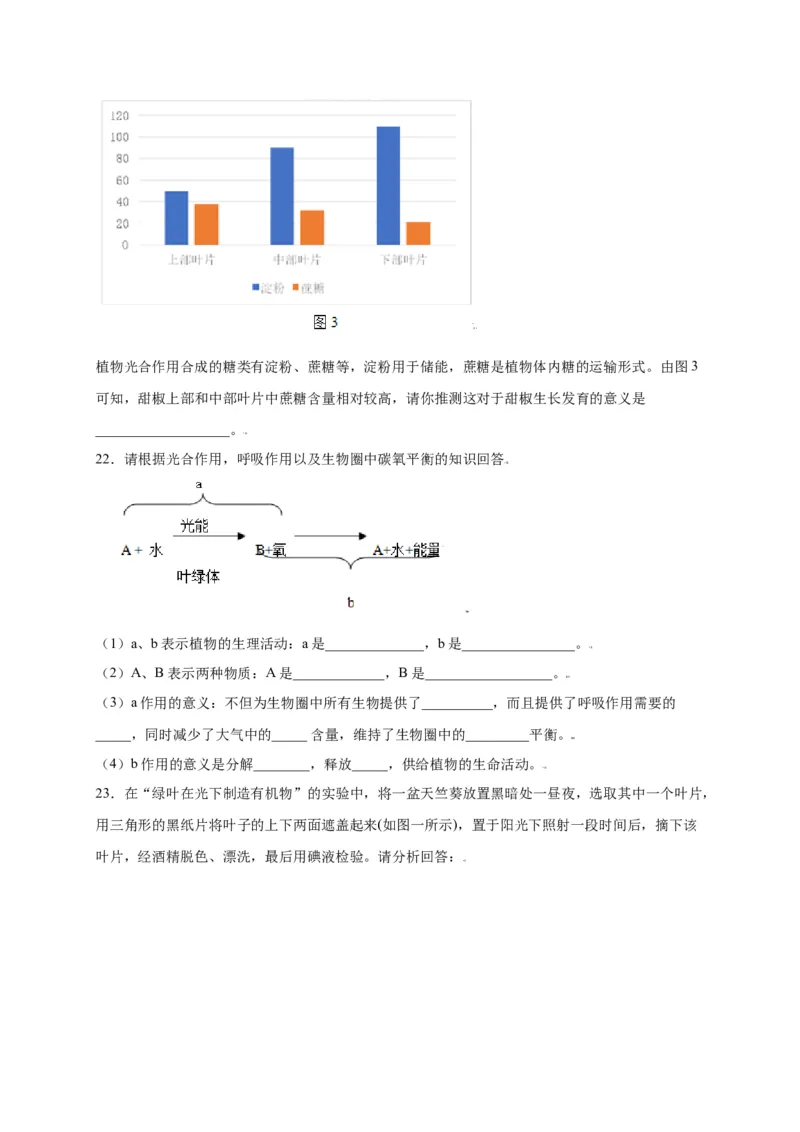 第3单元（第4章）绿色植物是生物圈中有机物的制造者（选拔卷）（人教版）（原卷版）_初中全科电子版试卷练习试题_生物_生物人教版7上练习&mdash;24新版已更新