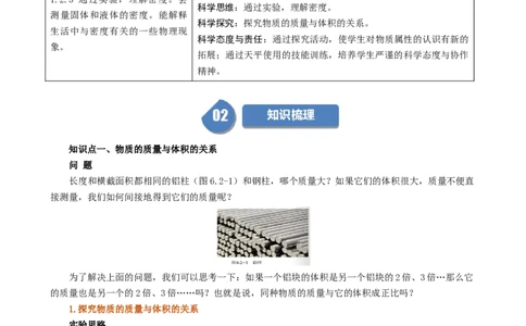 课时6.2密度（学生版）_初物_八年级上下册+九年级全一册物理_八年级物理上册_讲义