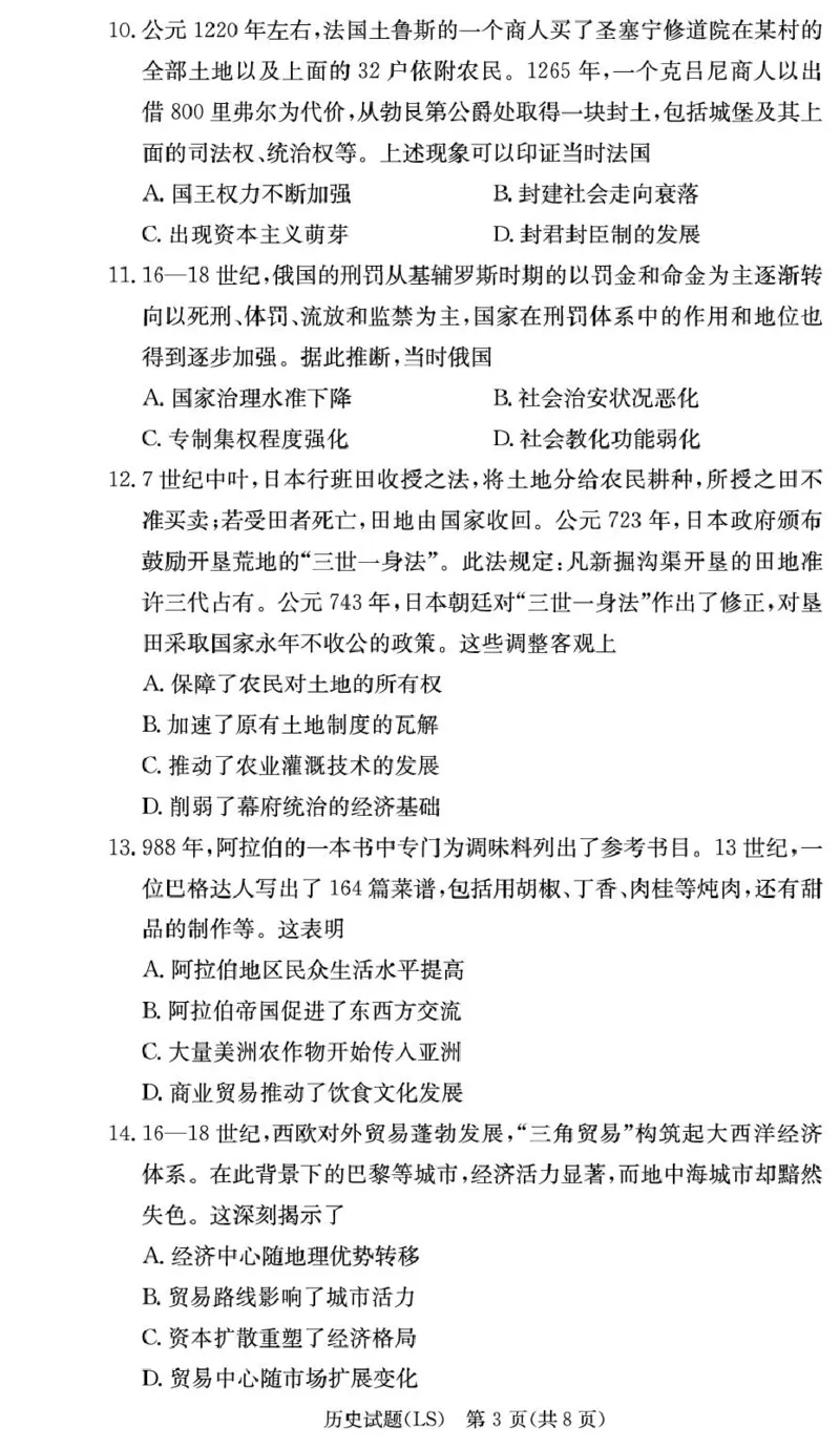 历史试卷（高一麓山国际）_2025年04月试卷_0402湖南省长沙市麓山国际实验学校2024-2025学年高一下学期第一次学情检测